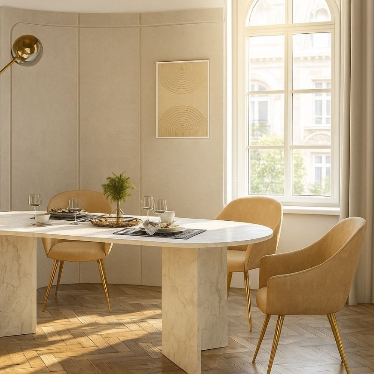 Τραπέζι Cortado Megapap χρώμα λευκό εφέ μαρμάρου 200x90x74εκ.