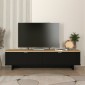 Έπιπλο τηλεόρασης Bohema Megapap χρώμα μαύρο - sepet oak 180x47x45,6εκ.
