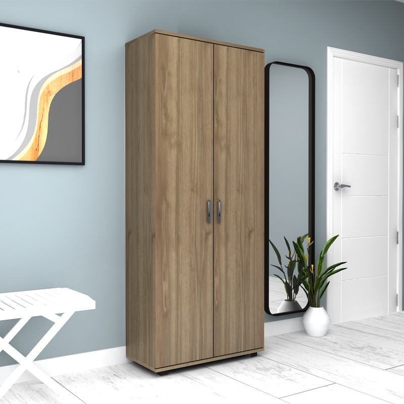 Ντουλάπα ρούχων - παπουτσοθήκη Eric Megapap δίφυλλη χρώμα καρυδί 76x36x187εκ.