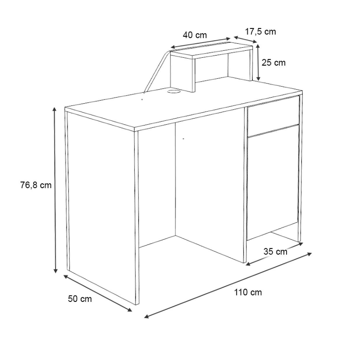 Γραφείο υποδοχής - reception Merlin Megapap χρώμα ανθρακί - φυσικό οξιάς 110x50x101,8εκ.