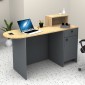 Γραφείο υποδοχής - reception Rezio Megapap χρώμα ανθρακί - φυσικό οξιάς 140x50x101,8εκ.