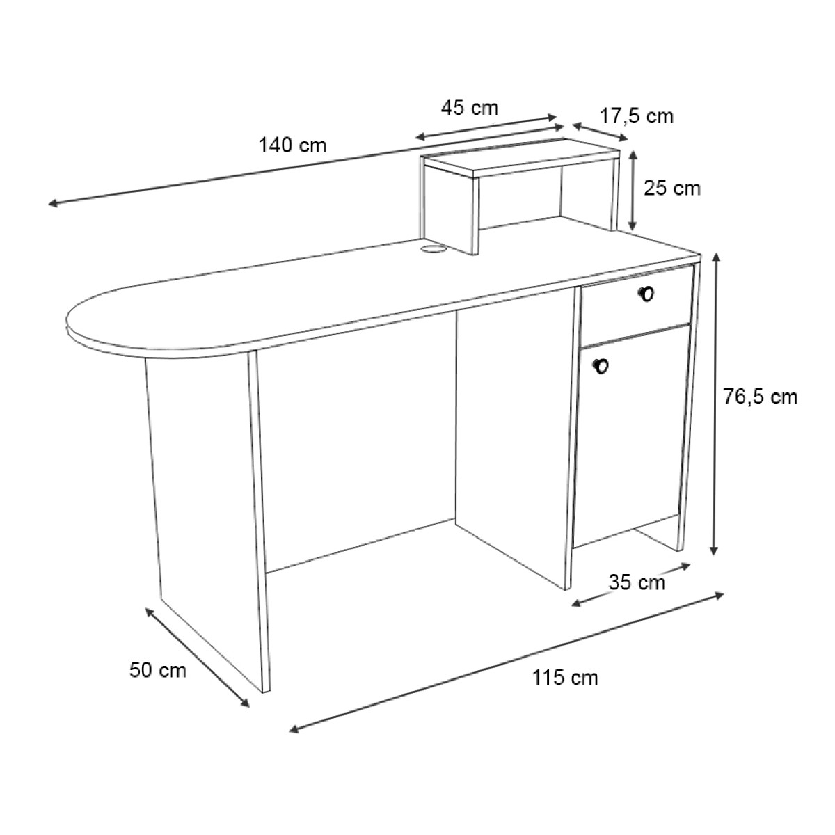 Γραφείο υποδοχής - reception Rezio Megapap χρώμα λευκό - φυσικό οξιάς 140x50x101,8εκ.