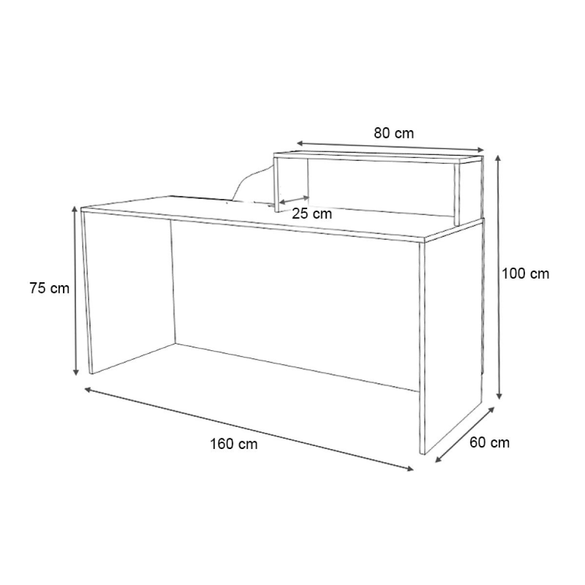 Γραφείο υποδοχής - reception Lione Megapap χρώμα φυσικό οξιάς - λευκό 160x60x100εκ.