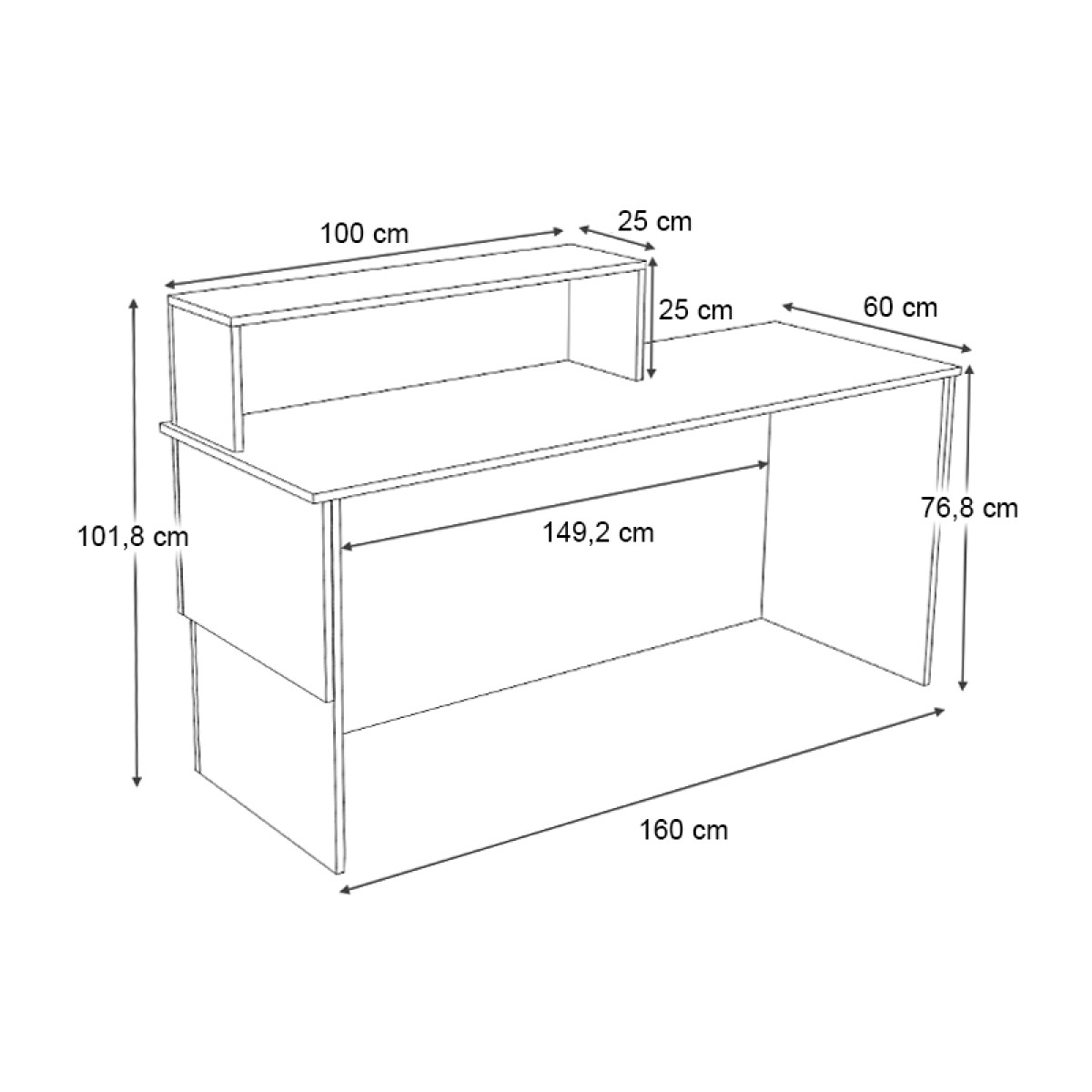 Γραφείο υποδοχής - reception Dustin Megapap χρώμα ανθρακί - φυσικό οξιάς 160x60x101,8εκ.