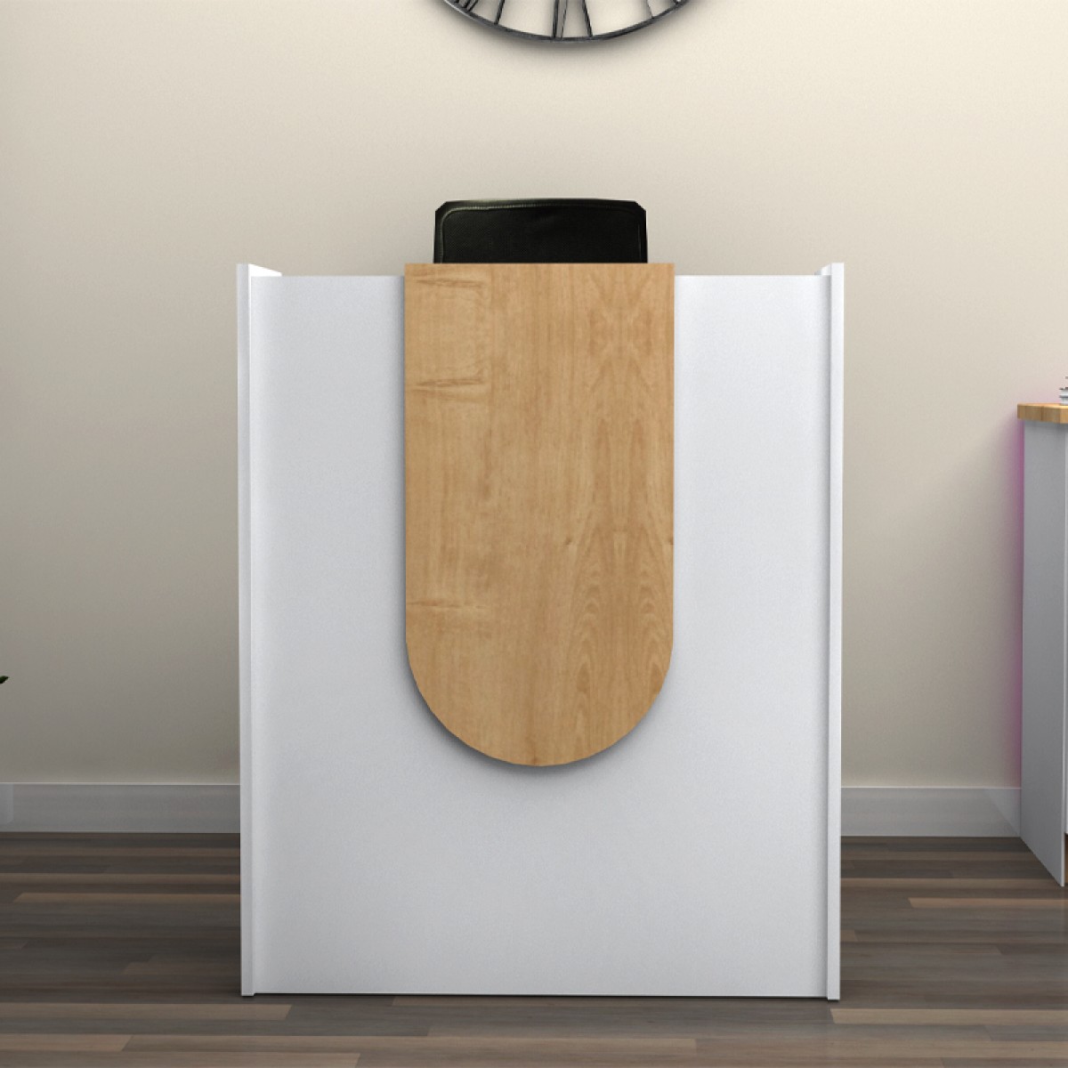 Γραφείο υποδοχής - reception Mezzo Megapap χρώμα λευκό - φυσικό οξιάς 90x40x110εκ.