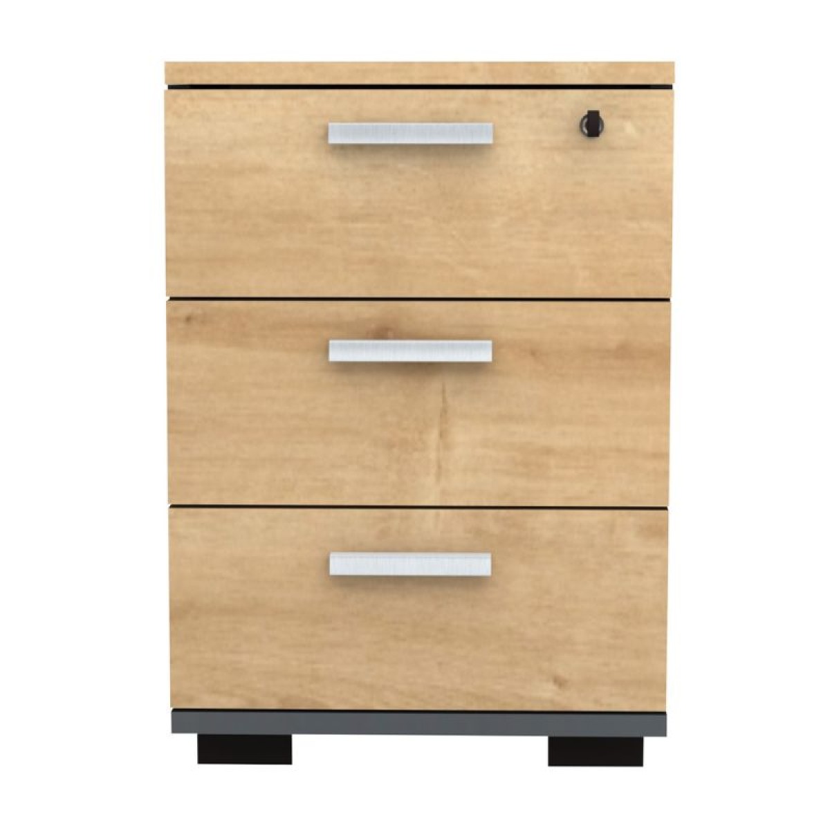 Συρταριέρα γραφείου με κλειδαριά επαγγελματική Venturo Megapap χρώμα ανθρακί - φυσικό οξιάς 39x40x57εκ.