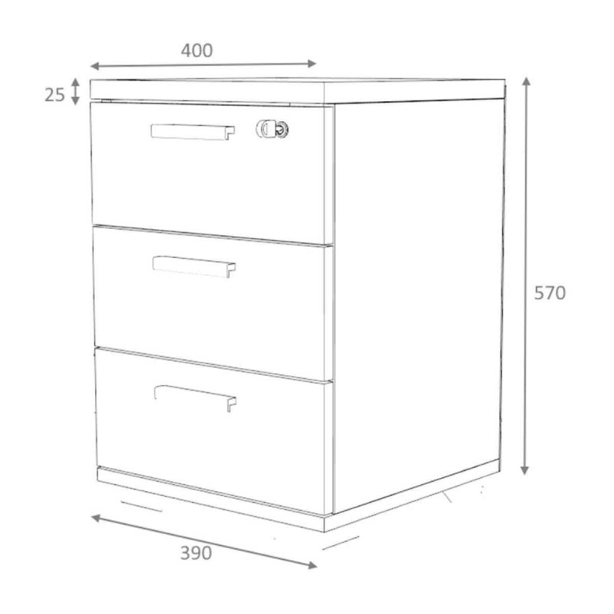 Συρταριέρα γραφείου με κλειδαριά επαγγελματική Venturo Megapap χρώμα ανθρακί - φυσικό οξιάς 39x40x57εκ.