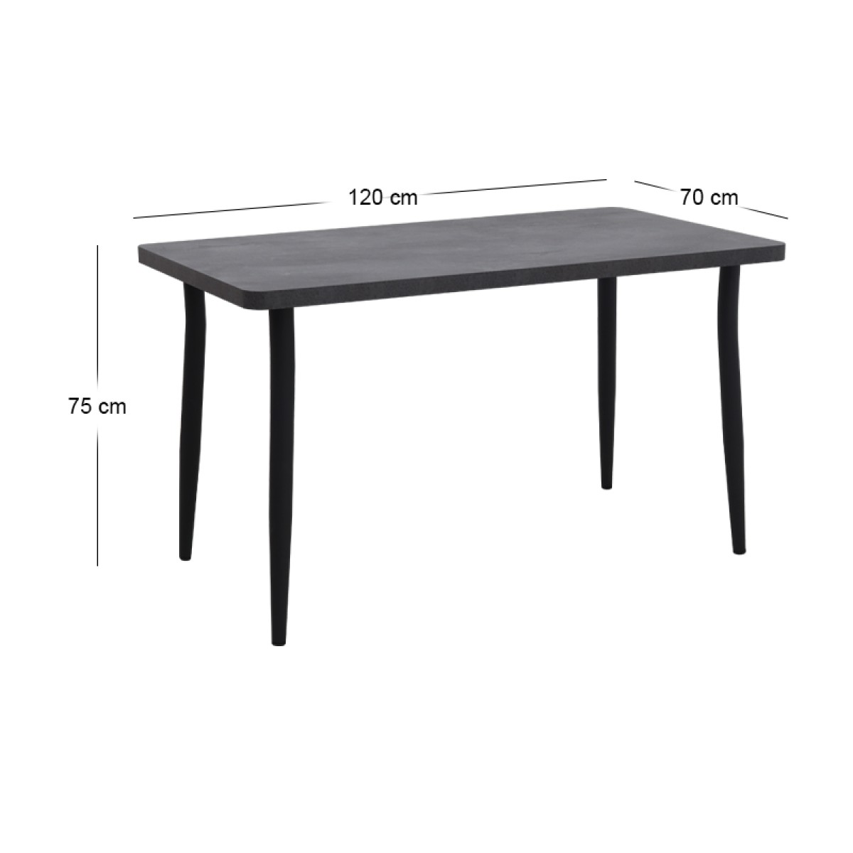 Τραπέζι Levico Megapap Mdf - μεταλλικό χρώμα σκούρο γκρι σκυροδέματος 120x70x75εκ.