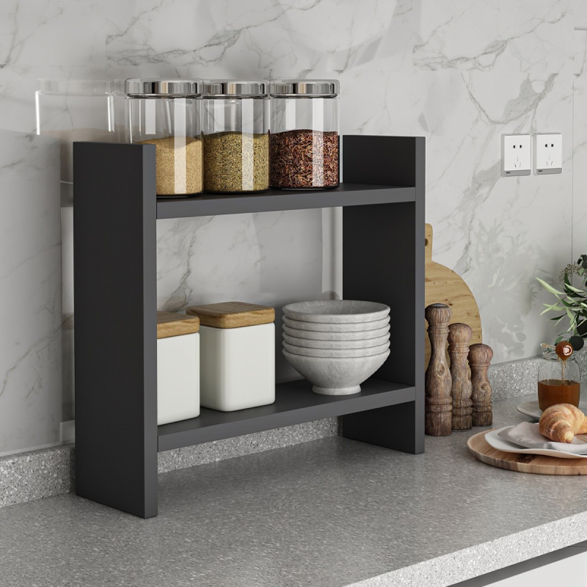 Ραφιέρα κουζίνας Denver Megapap χρώμα ανθρακί 34x10x30εκ.