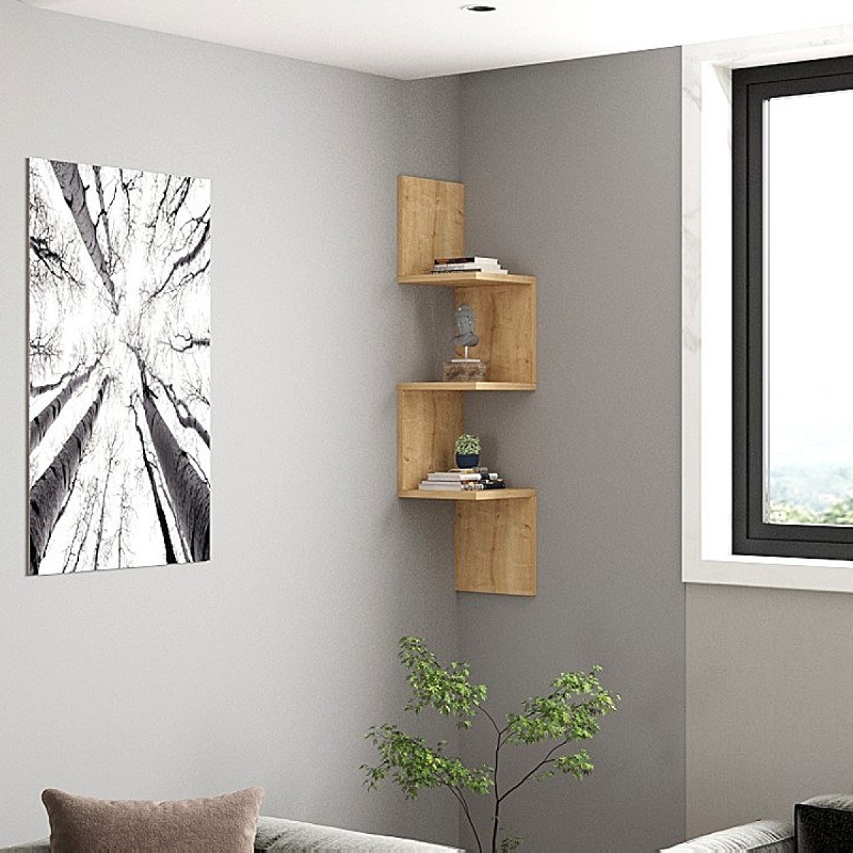 Ραφιέρα τοίχου Zikzak Megapap χρώμα sapphire oak 25x25x105,4εκ.