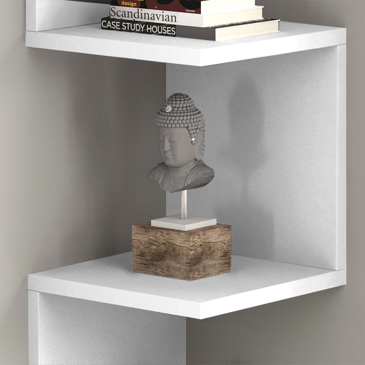 Ραφιέρα τοίχου Zikzak Megapap χρώμα λευκό 25x25x105,4εκ.