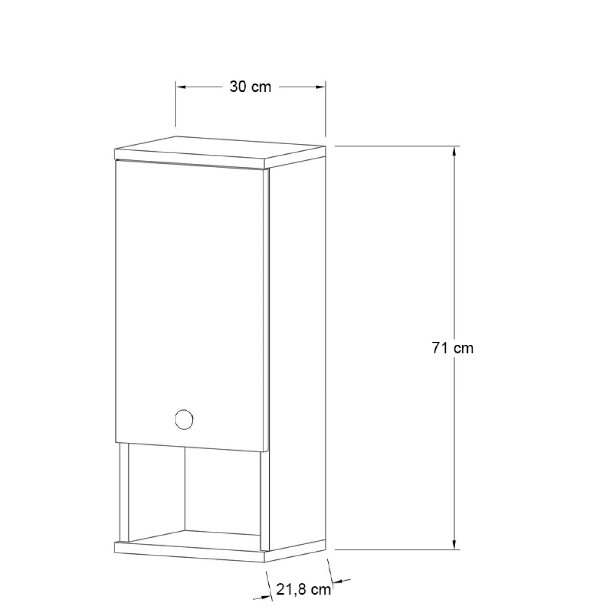 Ντουλάπι μπάνιου επιτοίχιο Mis Megapap χρώμα καρυδί 30x21,8x71εκ.