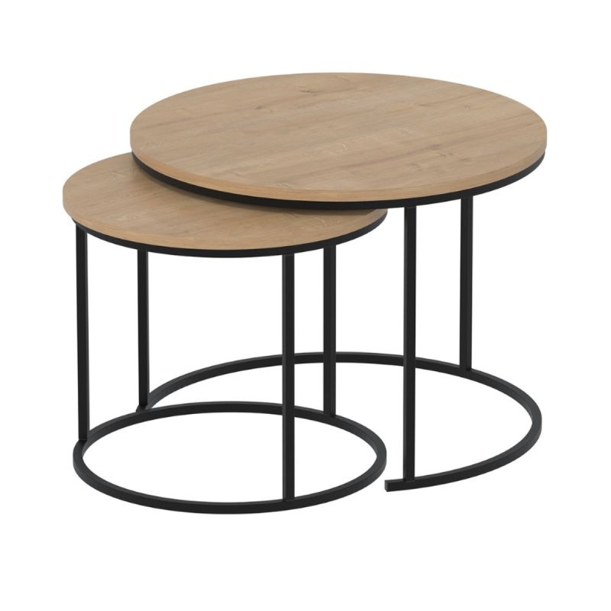 Τραπεζάκι σαλονιού σετ 2 τμχ Hilal Megapap χρώμα sapphire oak Ø66x49,5εκ.