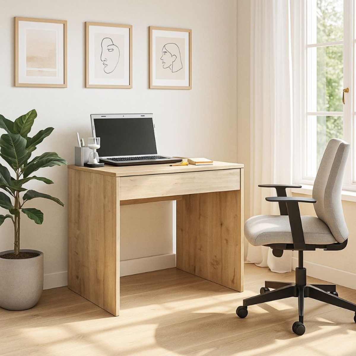 Γραφείο εργασίας Mida Megapap χρώμα sapphire oak 72x60x73,8εκ.