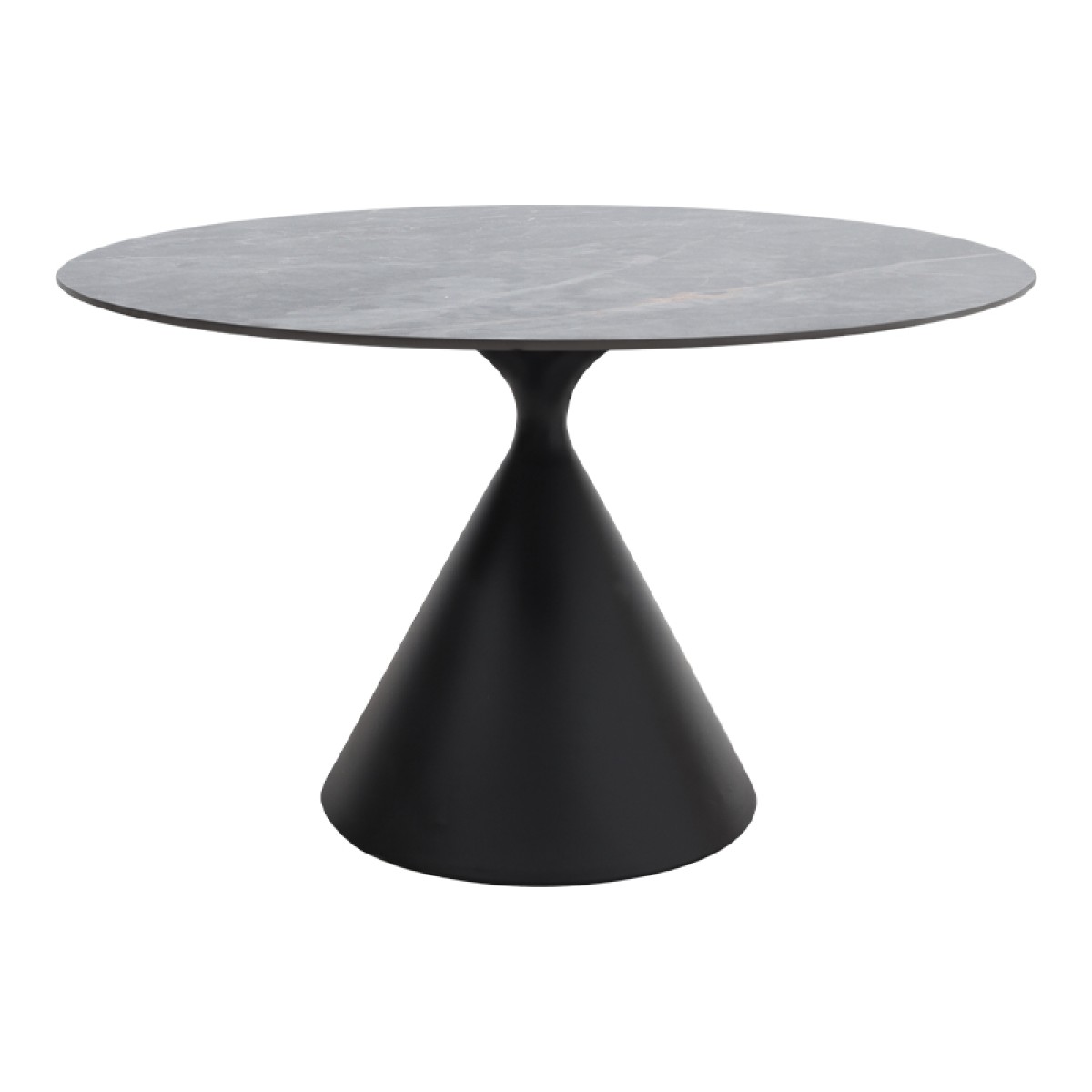 Τραπέζι Logan Megapap sintered stone - μέταλλο χρώμα γκρι εφέ μαρμάρου - μαύρο Ø120x72εκ.