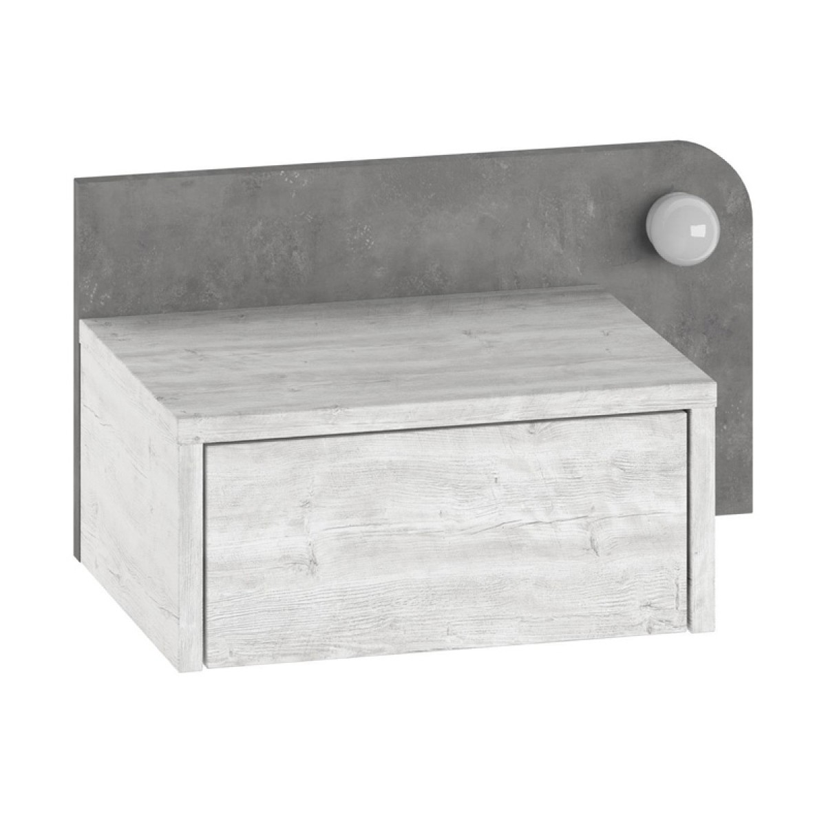 Κομοδίνο επιτοίχιο Dotta Megapap με LED χρώμα λευκό αντικέ - γκρι ρετρό 52x33,6x28εκ.