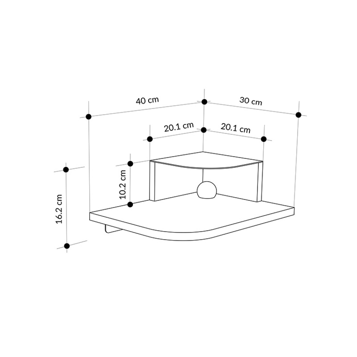 Κομοδίνο επιτοίχιο Luno Megapap με LED χρώμα sepet oak 40x30x16,2εκ.