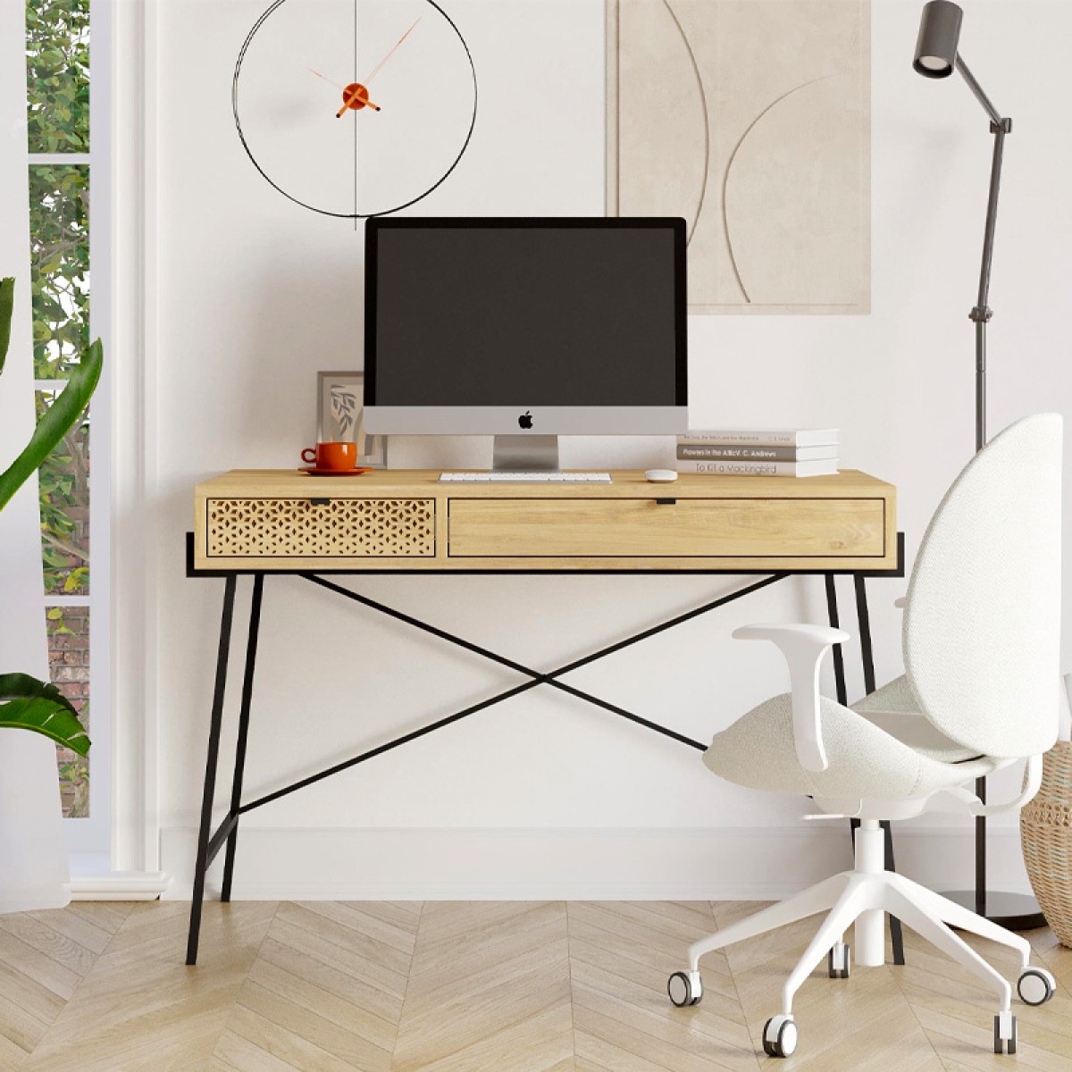 Γραφείο εργασίας Naive Megapap χρώμα sapphire oak 113,4x60x77,5εκ.