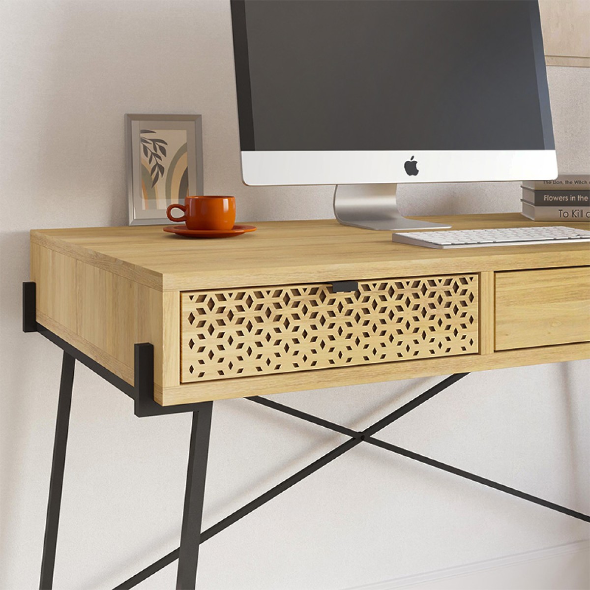 Γραφείο εργασίας Naive Megapap χρώμα sapphire oak 113,4x60x77,5εκ.