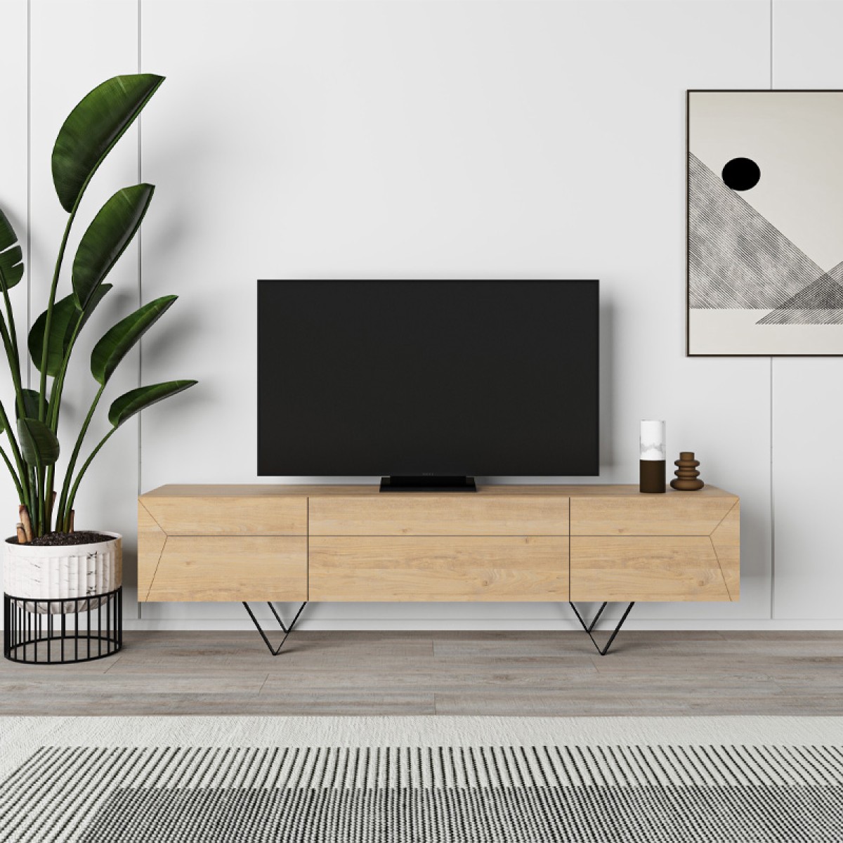 Έπιπλο τηλεόρασης Jacomen Megapap χρώμα sapphire oak 160x35x43εκ.