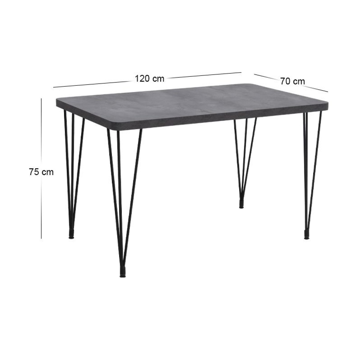 Σετ τραπεζαρία 5τμχ Roger - Chiara Megapap Mdf - ύφασμα χρώμα σκούρο γκρι σκυροδέματος - πράσινο 120x70x75εκ.