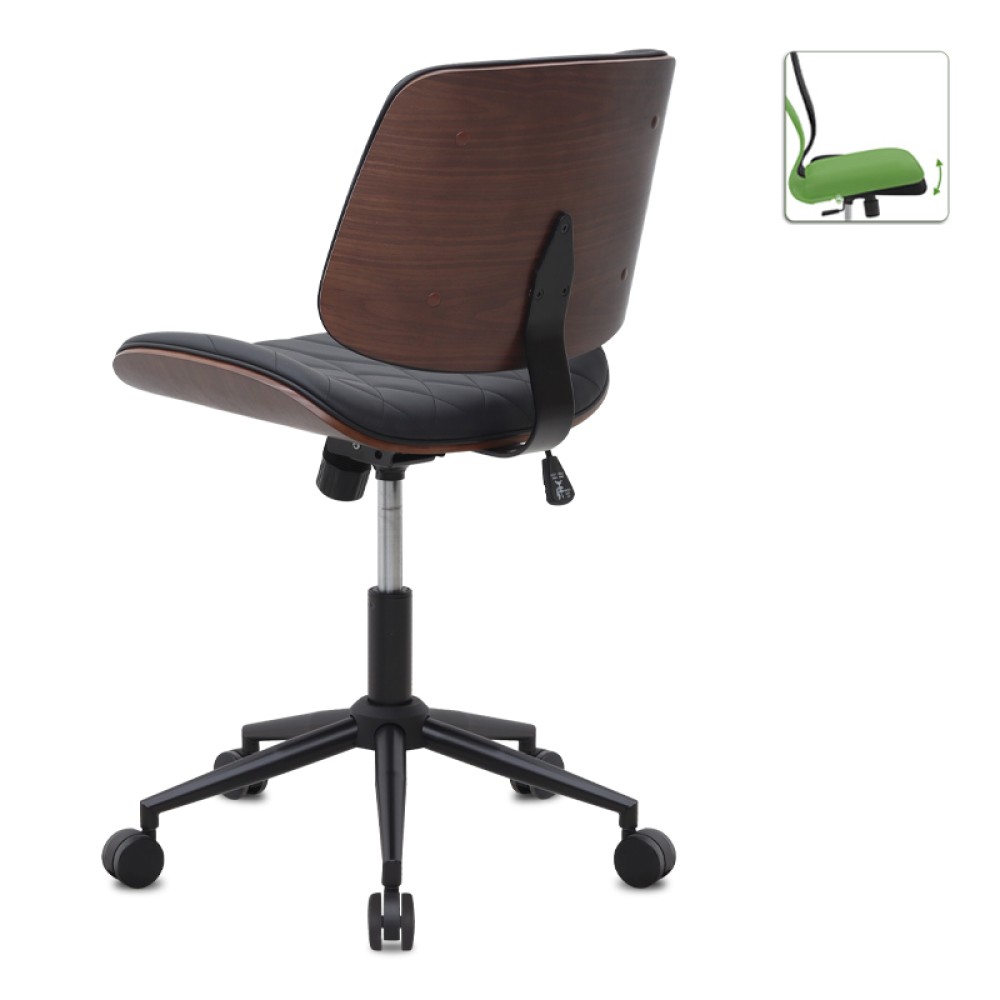 Καρέκλα γραφείου Corina Megapap από τεχνόδερμα χρώμα μαύρο 60x65x82/92εκ.