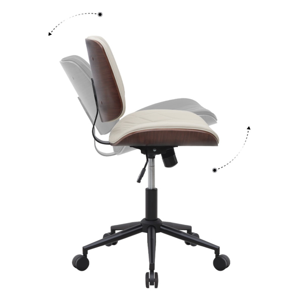 Καρέκλα γραφείου Corina Megapap από τεχνόδερμα χρώμα ανοιχτό μπεζ 60x65x82/92εκ.