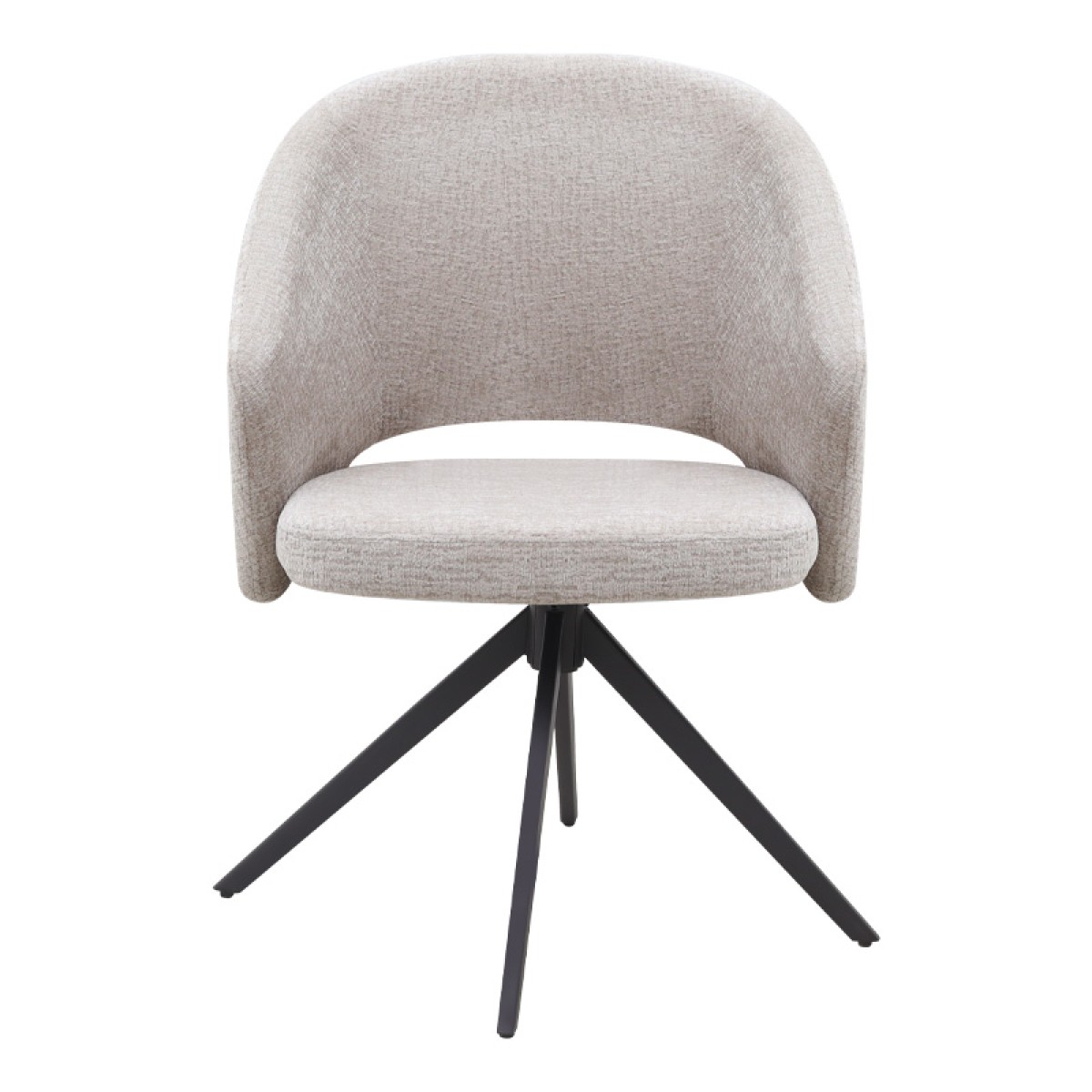 Πολυθρόνα τραπεζαρίας Milano Megapap περιστρεφόμενη χρώμα ανοιχτό μπεζ ύφασμα - μεταλλικό μαύρο πόδι 64x64x83εκ.