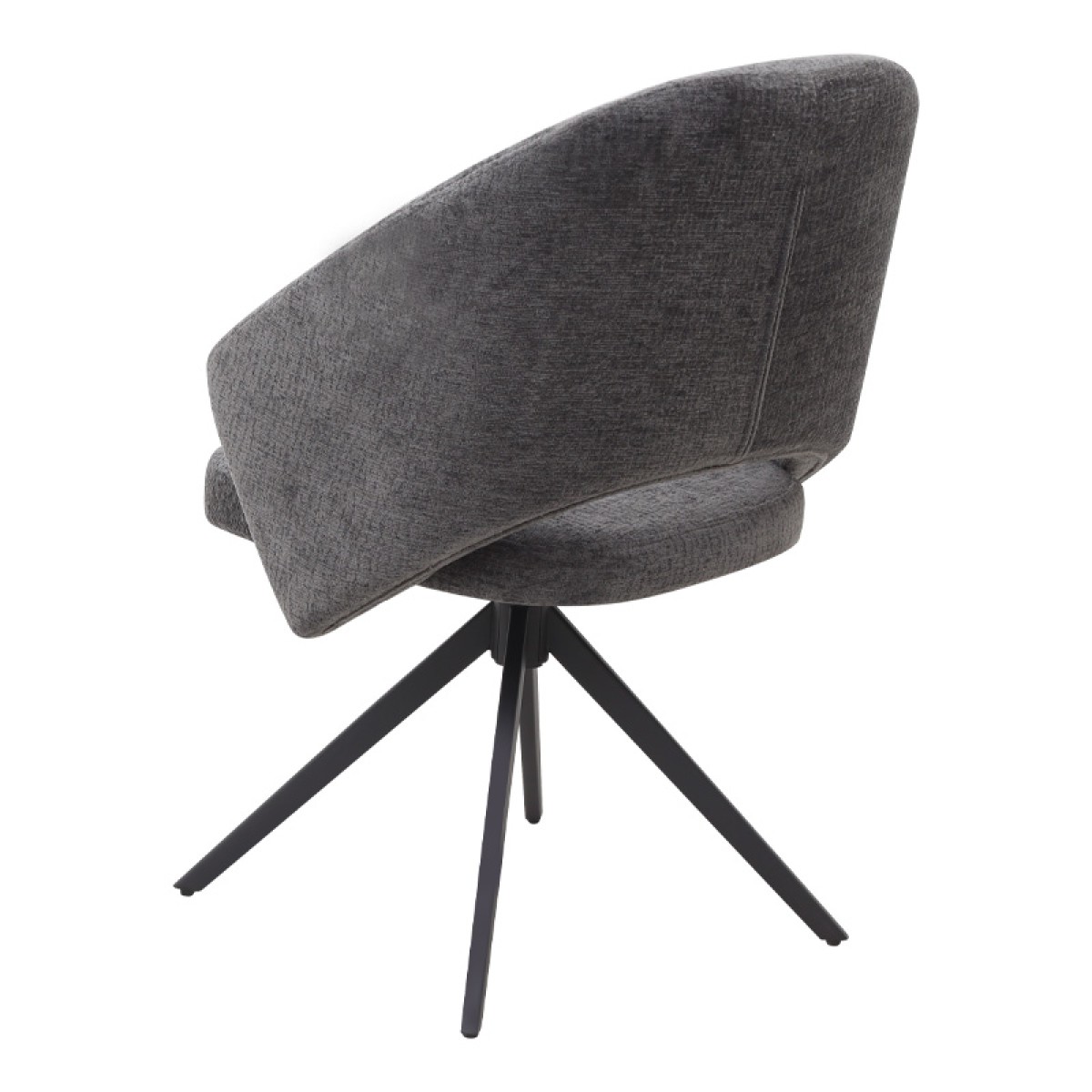 Πολυθρόνα τραπεζαρίας Milano Megapap περιστρεφόμενη χρώμα ανθρακί ύφασμα - μεταλλικό μαύρο πόδι 64x64x83εκ.