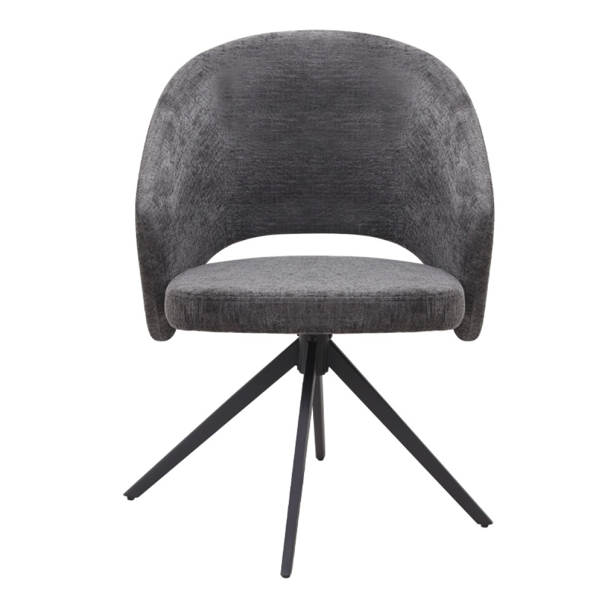 Πολυθρόνα τραπεζαρίας Milano Megapap περιστρεφόμενη χρώμα ανθρακί ύφασμα - μεταλλικό μαύρο πόδι 64x64x83εκ.