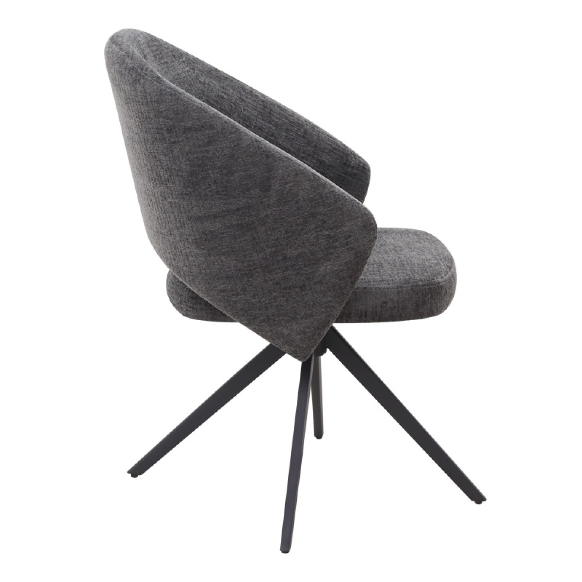 Πολυθρόνα τραπεζαρίας Milano Megapap περιστρεφόμενη χρώμα ανθρακί ύφασμα - μεταλλικό μαύρο πόδι 64x64x83εκ.