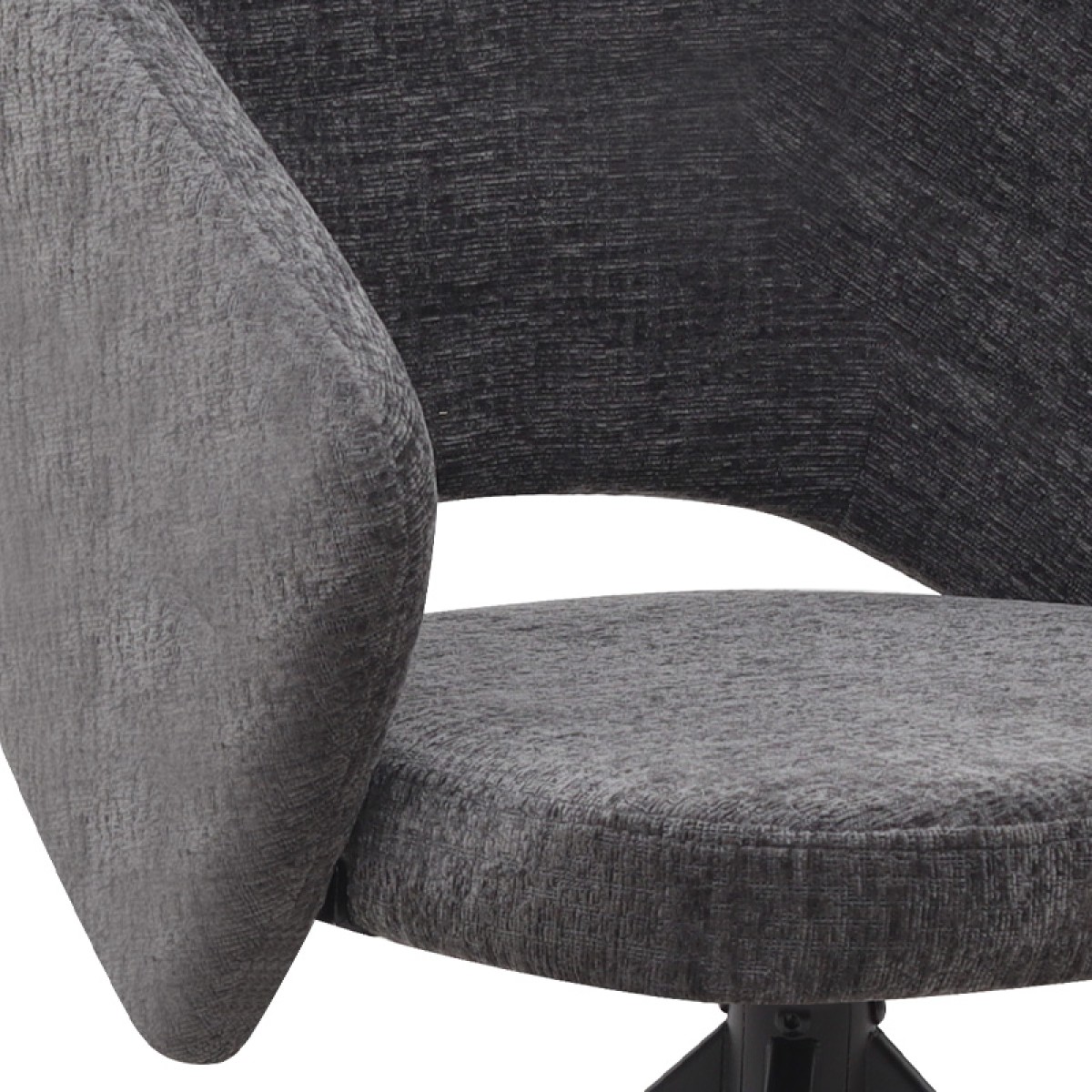 Πολυθρόνα τραπεζαρίας Milano Megapap περιστρεφόμενη χρώμα ανθρακί ύφασμα - μεταλλικό μαύρο πόδι 64x64x83εκ.