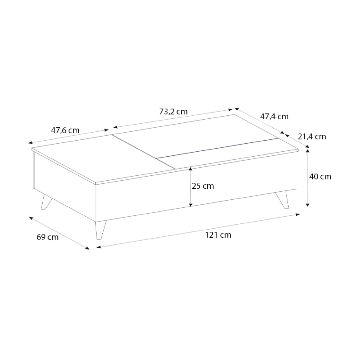 Τραπεζάκι σαλονιού Roy Megapap με σερβιτόρο χρώμα λευκό εφέ μαρμάρου 121x69x40εκ.