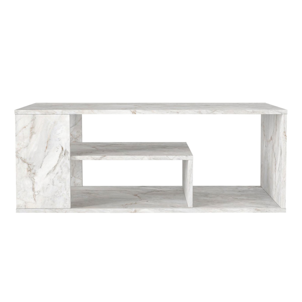 Τραπεζάκι σαλονιού Abdera Megapap χρώμα λευκό εφέ μαρμάρου 110x60x42εκ.
