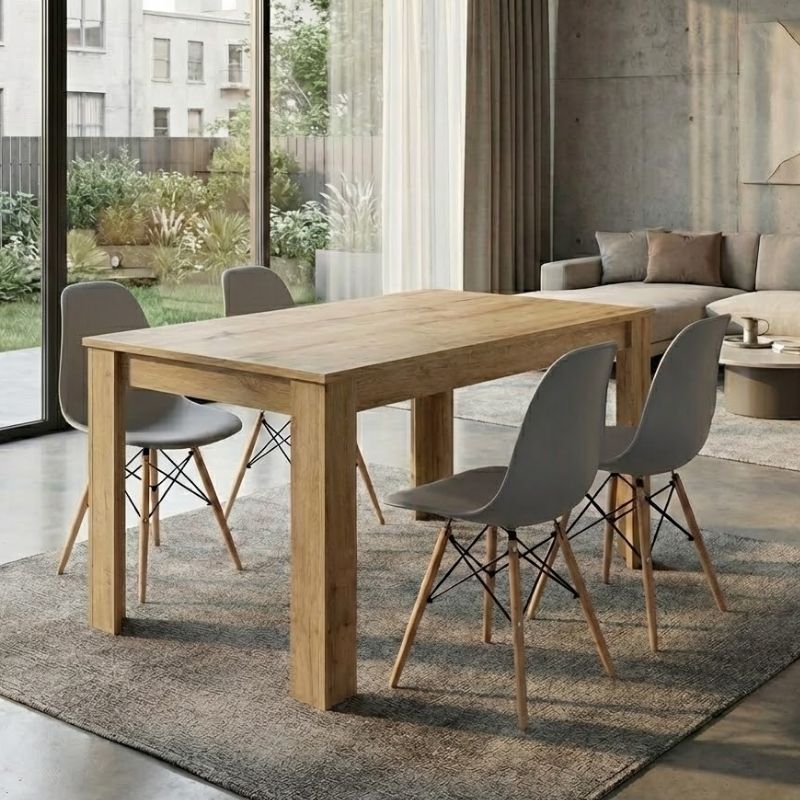 Σετ τραπεζαρία 5τμχ Darlen - Nova Megapap χρώμα sapphire oak - γκρι 125x72x74εκ.