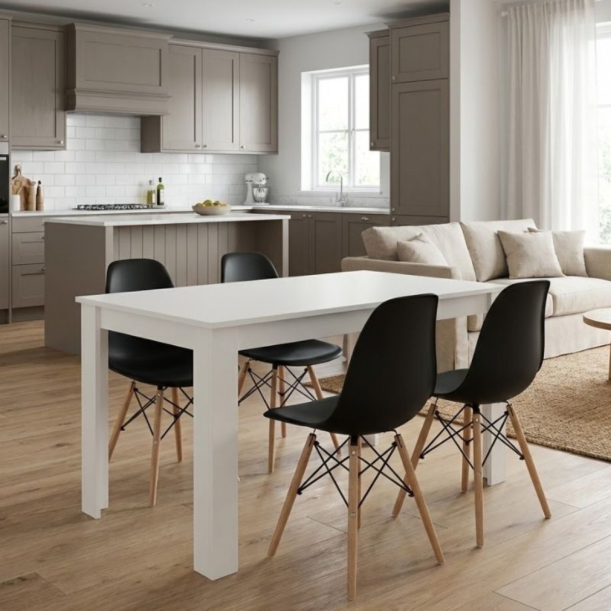 Σετ τραπεζαρία 5τμχ Darlen - Nova Megapap χρώμα λευκό - μαύρο 125x72x74εκ.