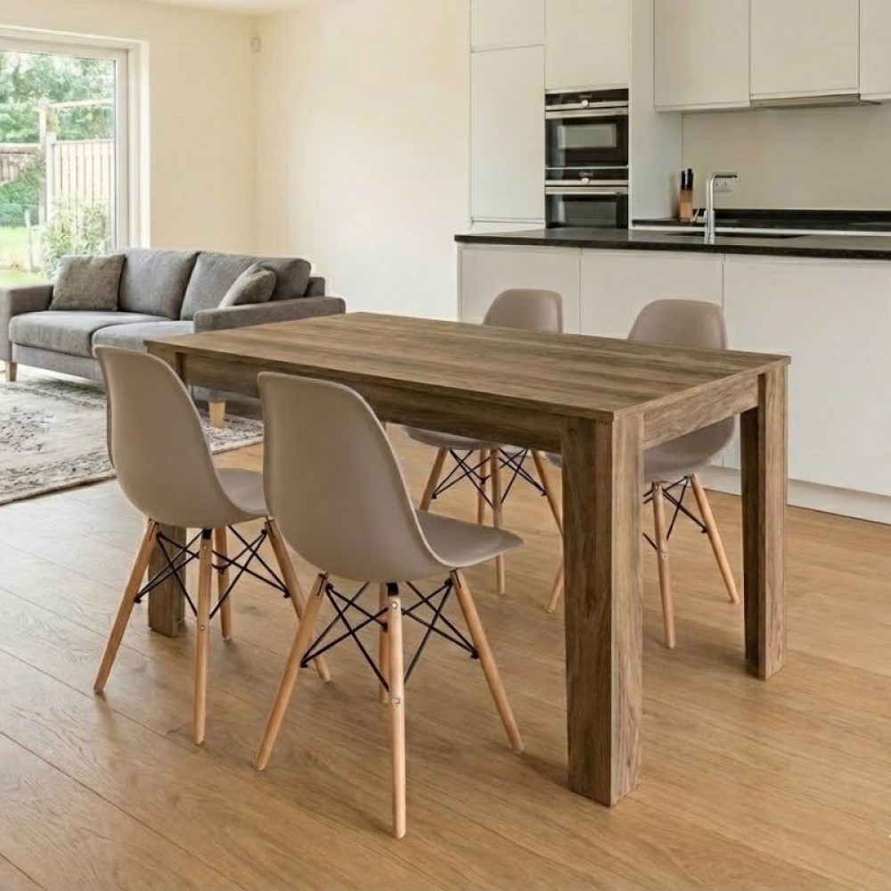 Σετ τραπεζαρία 5τμχ Darlen - Nova Megapap χρώμα καρυδί - cappuccino 125x72x74εκ.