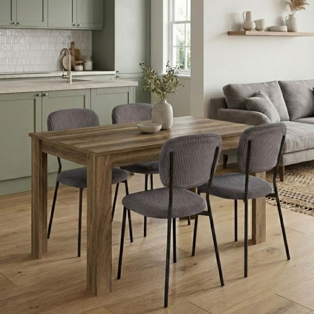 Σετ τραπεζαρία 5τμχ Darlen - Kevin Megapap χρώμα καρυδί - γκρι 125x72x74εκ.