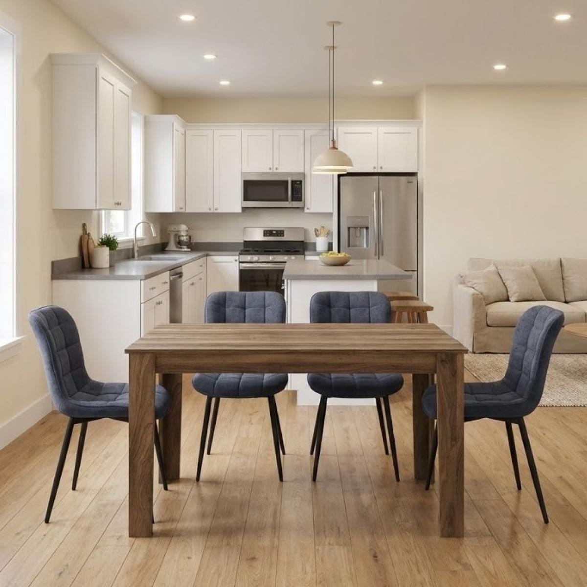 Σετ τραπεζαρία 5τμχ Darlen - Chiara Megapap χρώμα καρυδί - ανθρακί 125x72x74εκ.