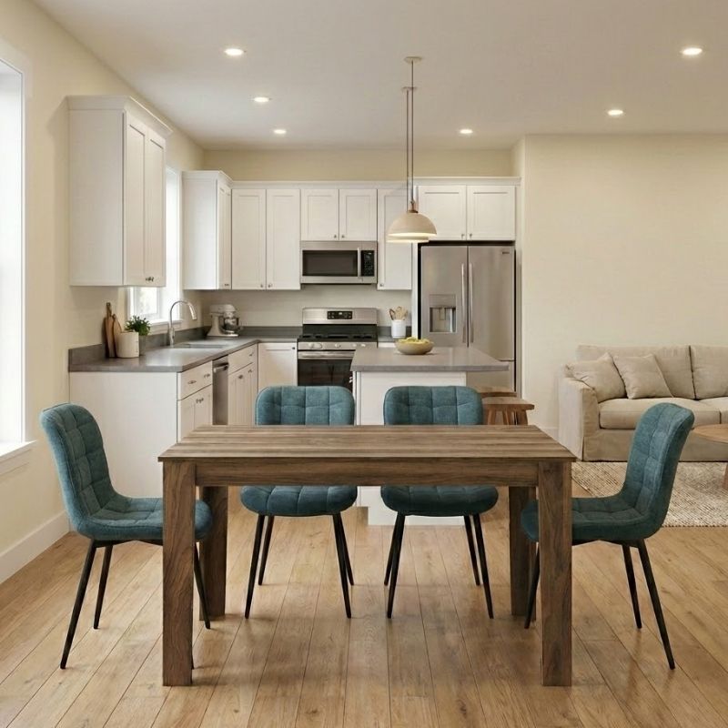 Σετ τραπεζαρία 5τμχ Darlen - Chiara Megapap χρώμα καρυδί - πράσινο 125x72x74εκ.