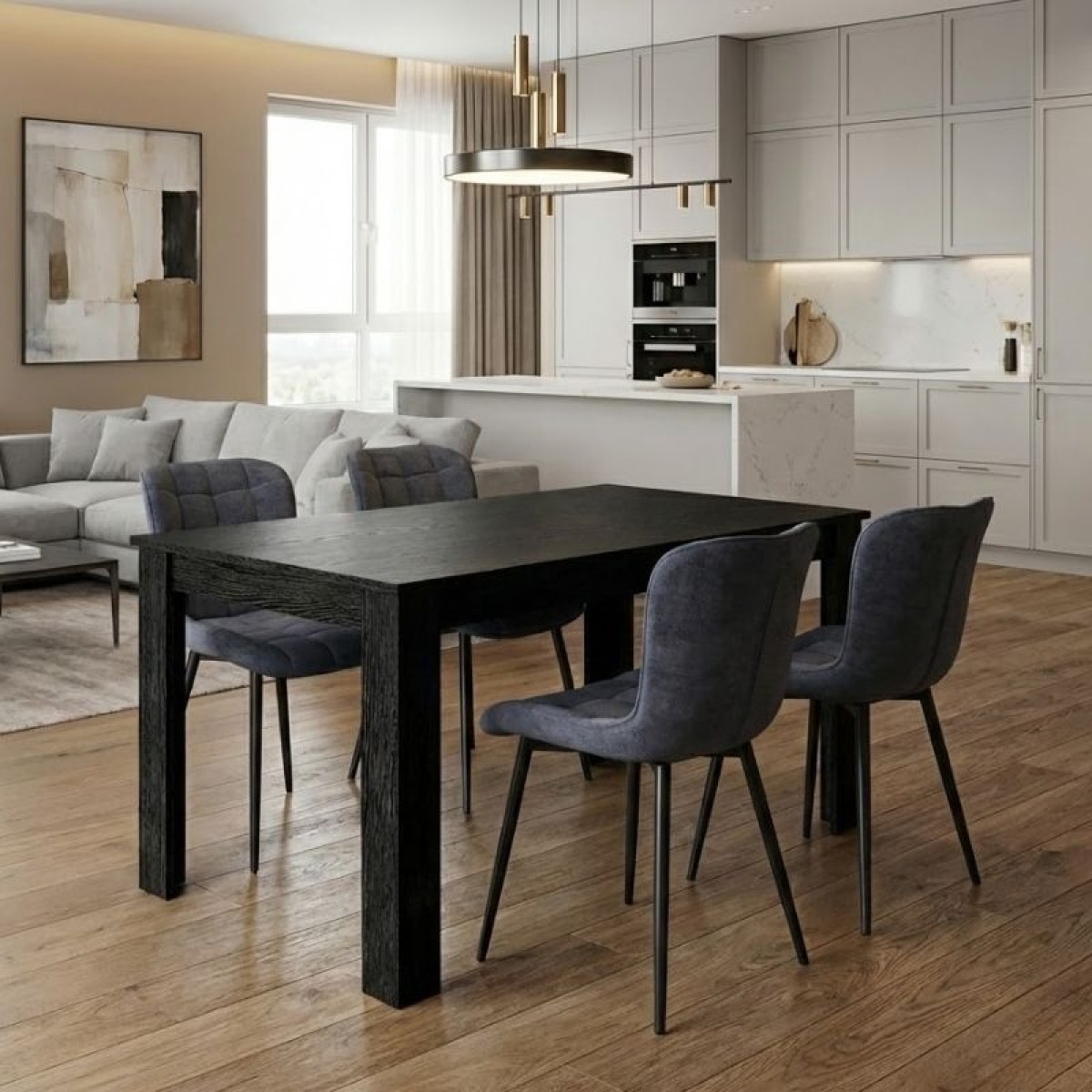 Σετ τραπεζαρία 5τμχ Darlen - Chiara Megapap χρώμα sencron black - ανθρακί 125x72x74εκ.