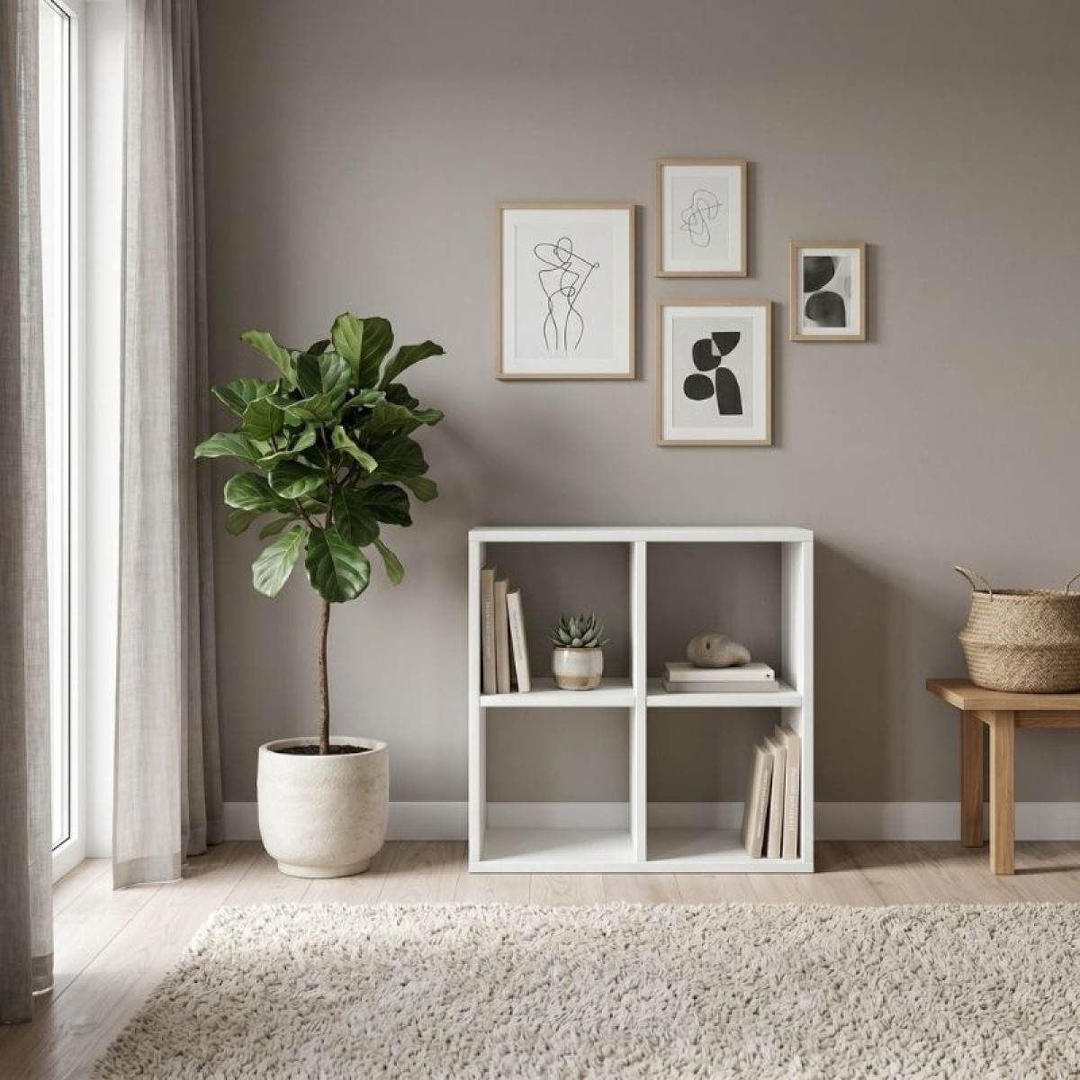 Βιβλιοθήκη Cube Megapap χρώμα λευκό 60x30x60εκ.