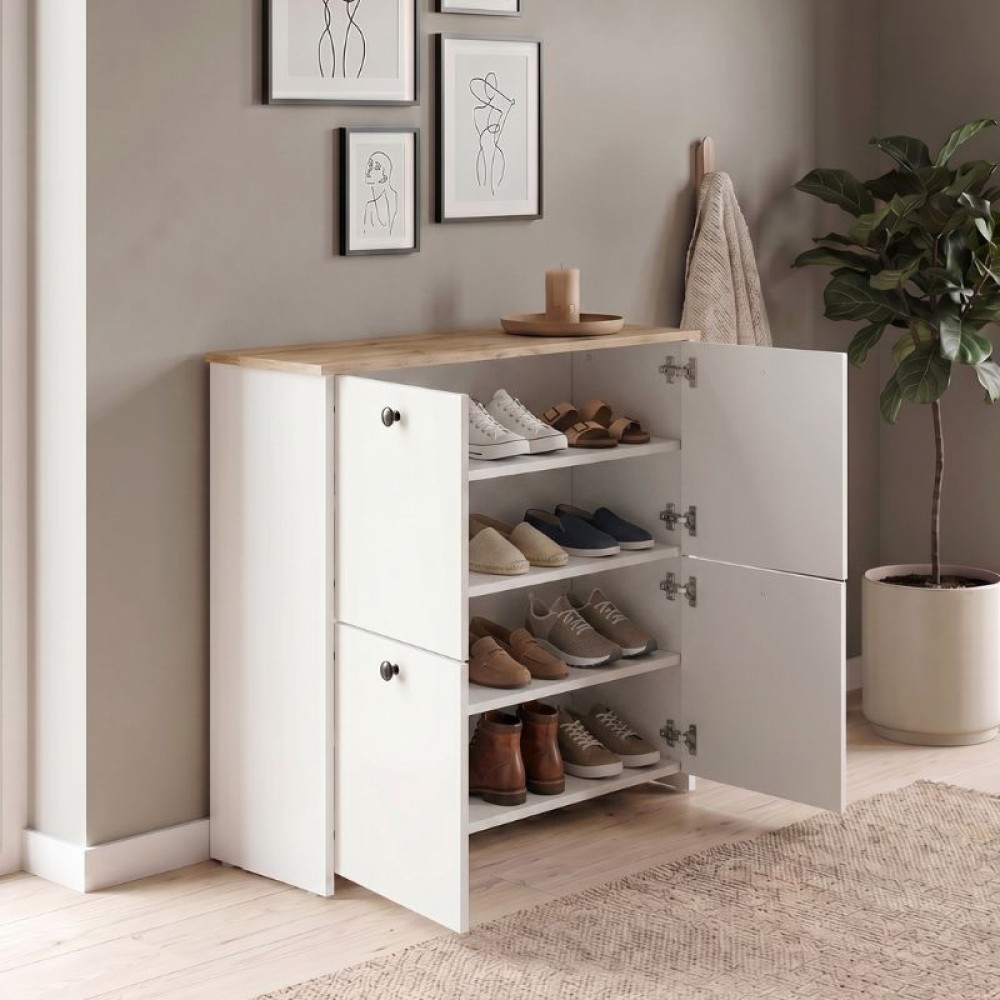 Παπουτσοθήκη Palma Megapap χρώμα λευκό - sapphire oak 90x35x90εκ.