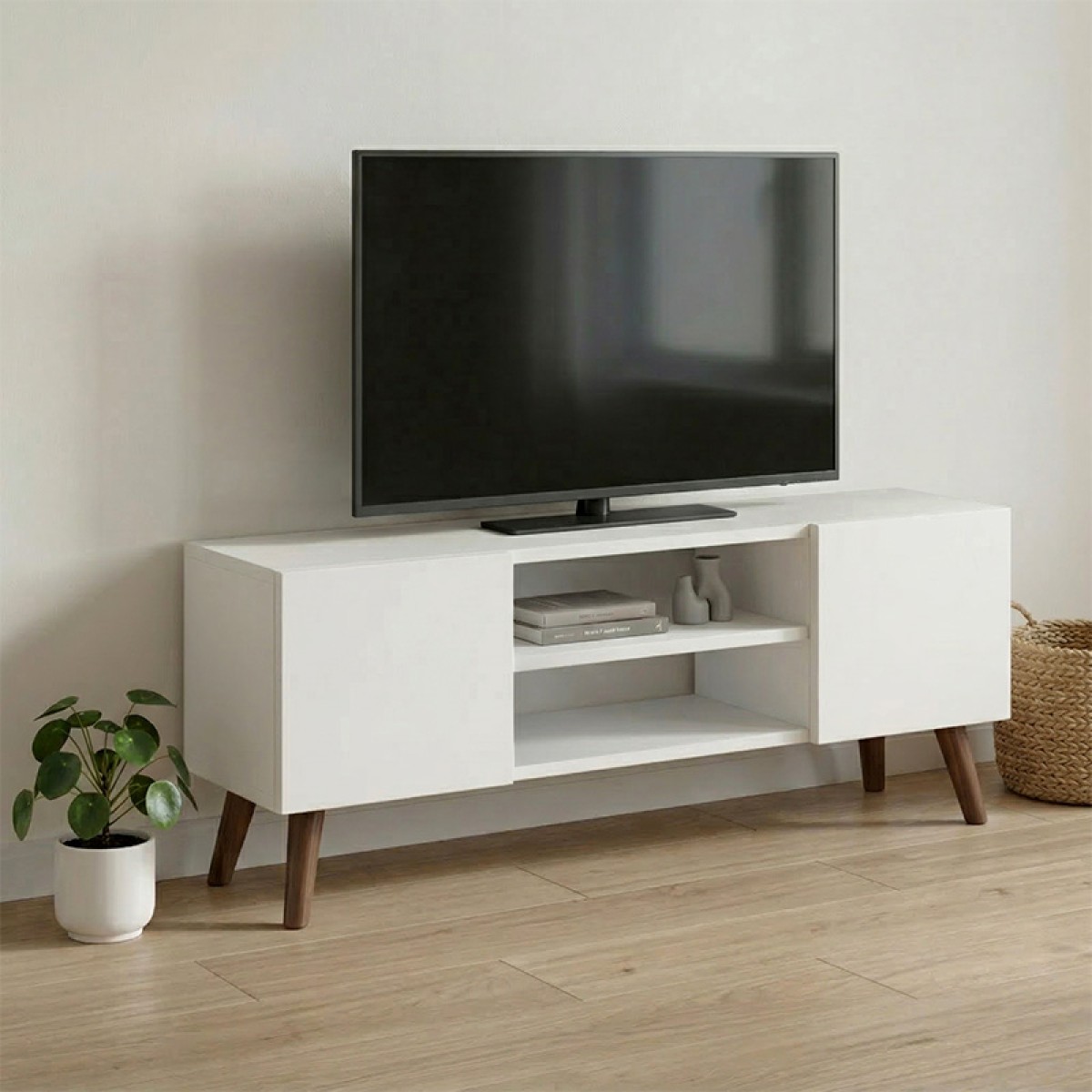 Έπιπλο τηλεόρασης Etna Megapap χρώμα λευκό 120x30x45εκ.