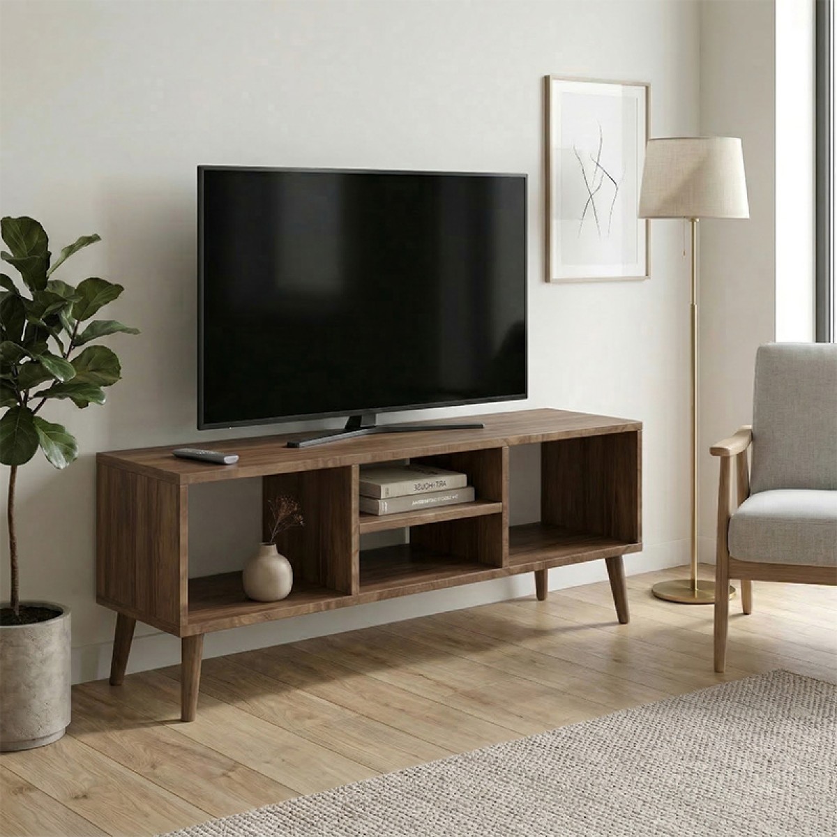 Έπιπλο τηλεόρασης Loren Megapap χρώμα καρυδί 120x30x40εκ.