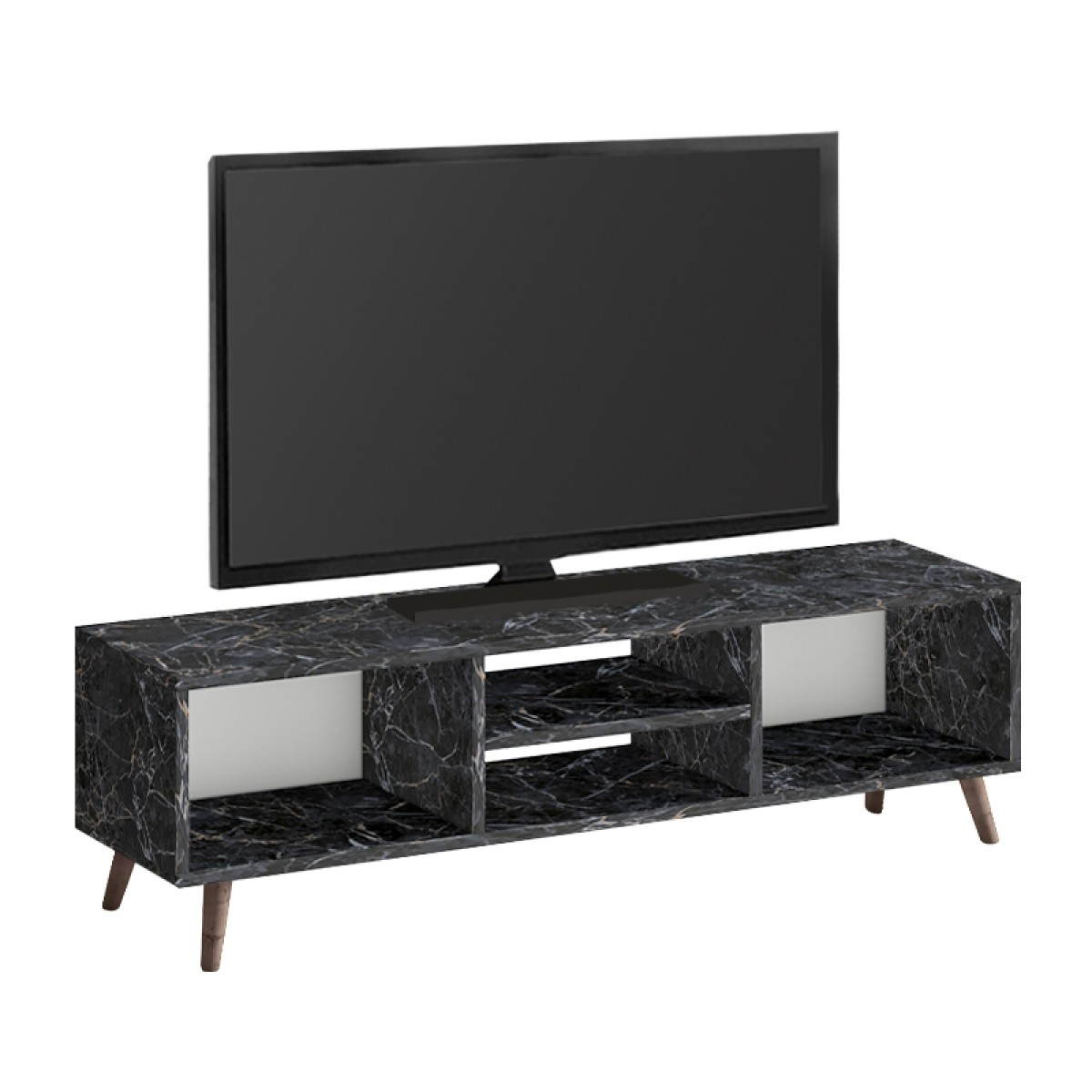 Έπιπλο τηλεόρασης Loren Megapap χρώμα μαύρο εφέ μαρμάρου 120x30x40εκ.