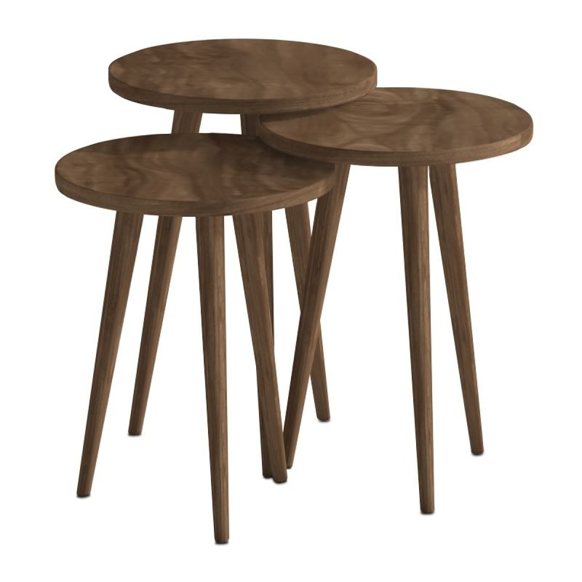 Τραπεζάκι βοηθητικό σετ 3 τμχ Cruz Megapap χρώμα καρυδί Ø33x46εκ.