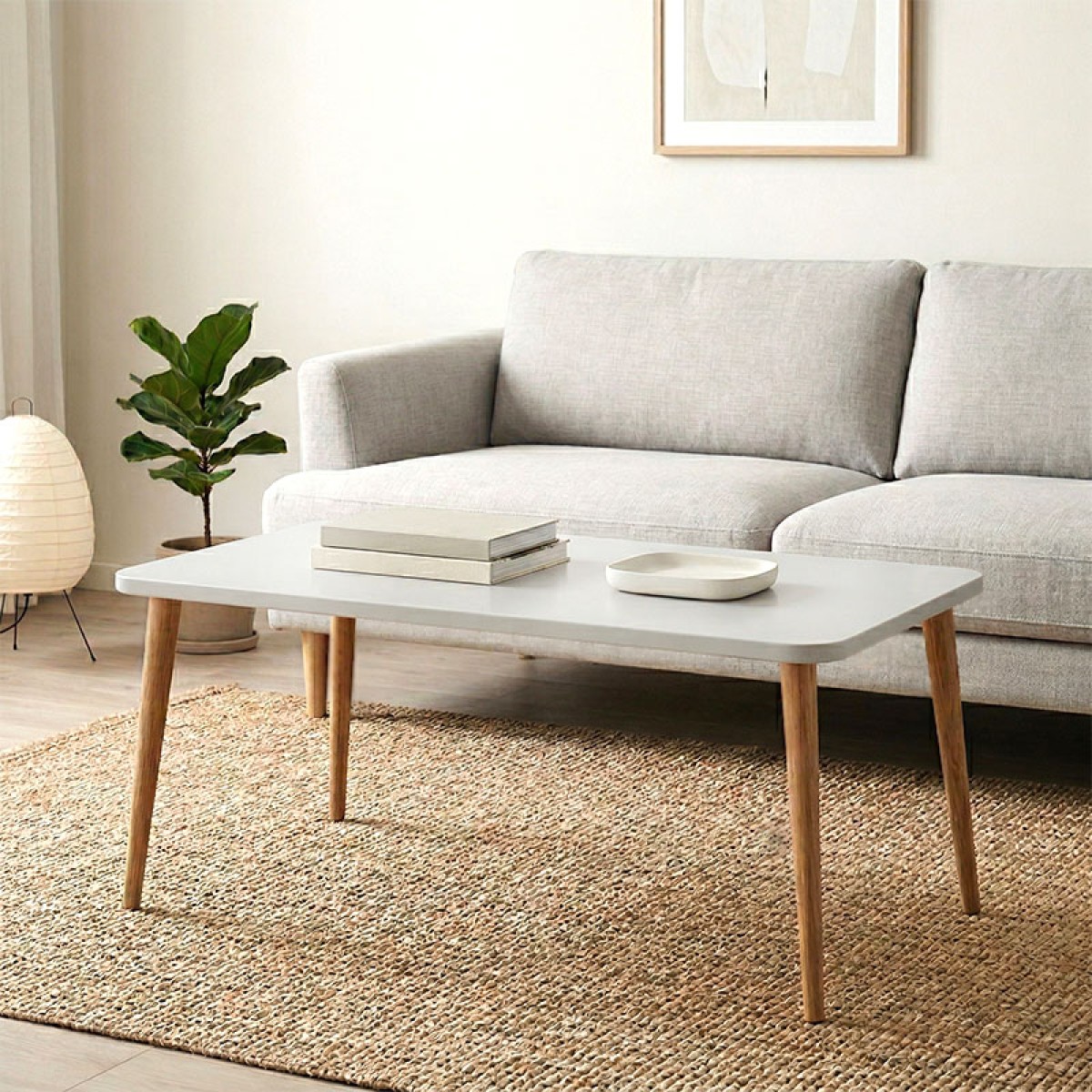 Τραπεζάκι σαλονιού Plane Megapap χρώμα λευκό 90x55x41εκ.