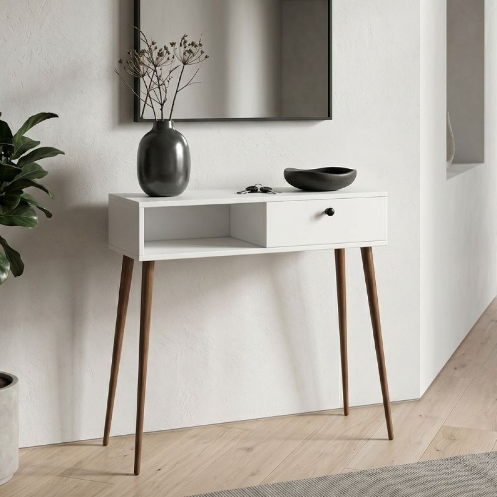 Κονσόλα Napoli Megapap χρώμα λευκό 90x29x88εκ.