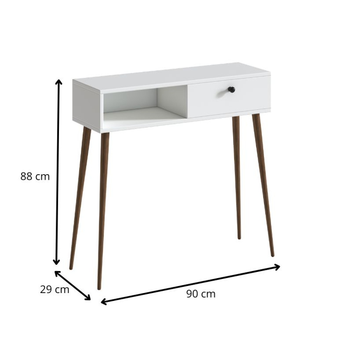 Κονσόλα Napoli Megapap χρώμα λευκό 90x29x88εκ.